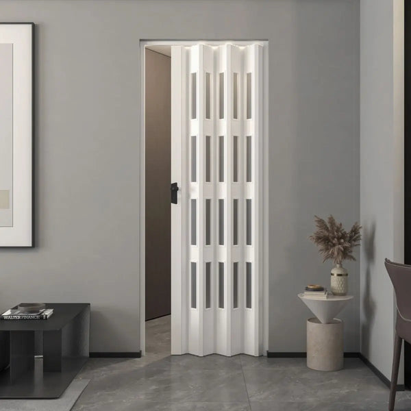 Balci Falttür mit Glas 'Yara' – PVC – weiß – 214 x 87 cm